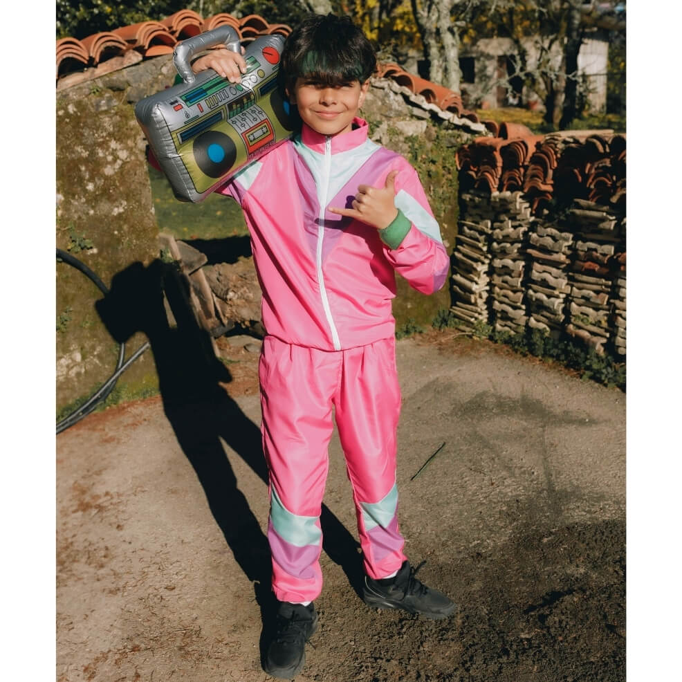 80er-Jahre-Trainingsanzug Fuchsia-Kostüm für Kinder