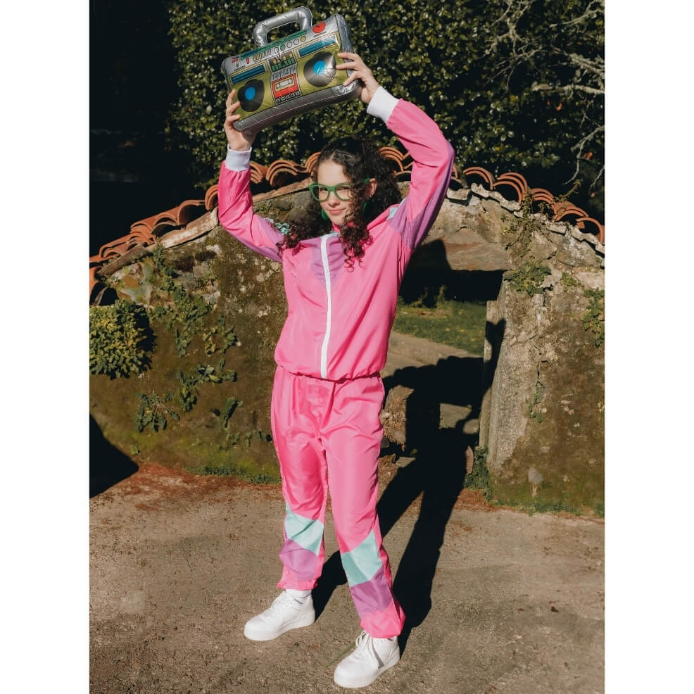80er Jahre Jogginganzug Kostüm fuchsie für Erwachsene
