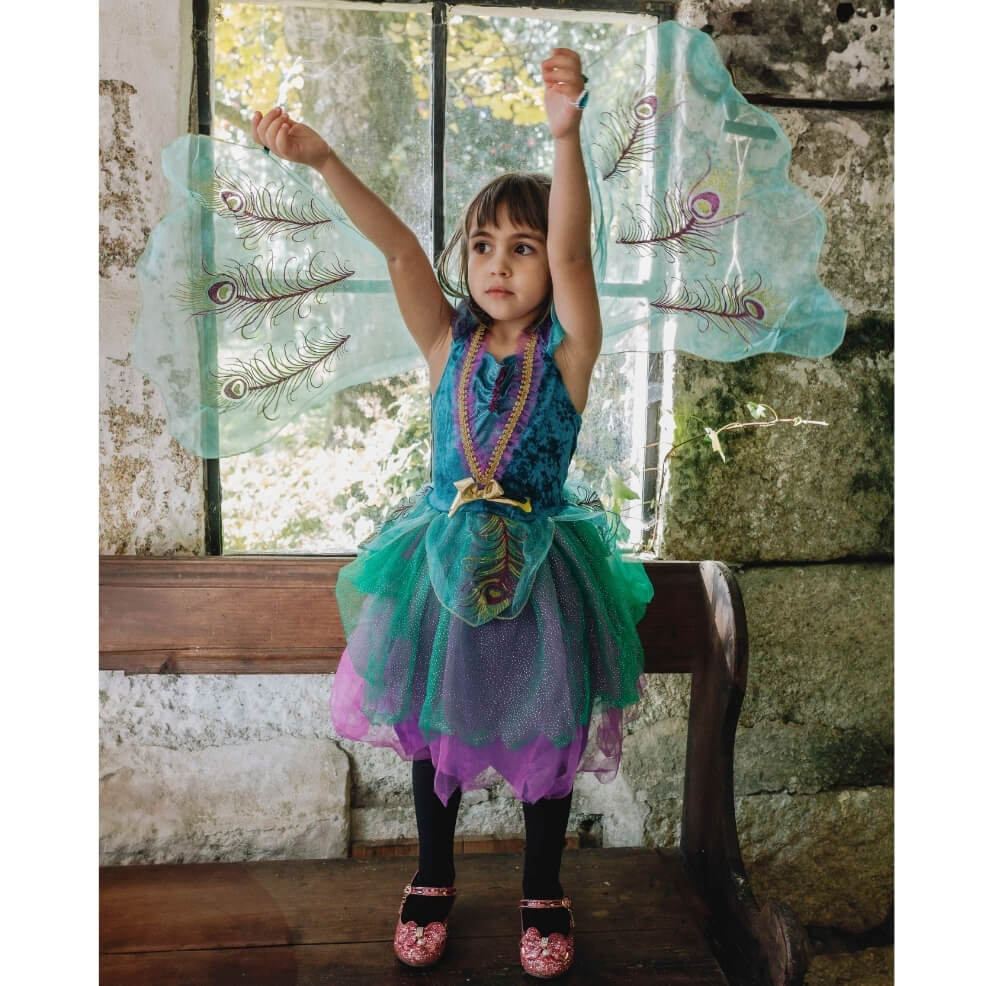 Blauer Pfau Kostüm für Mädchen