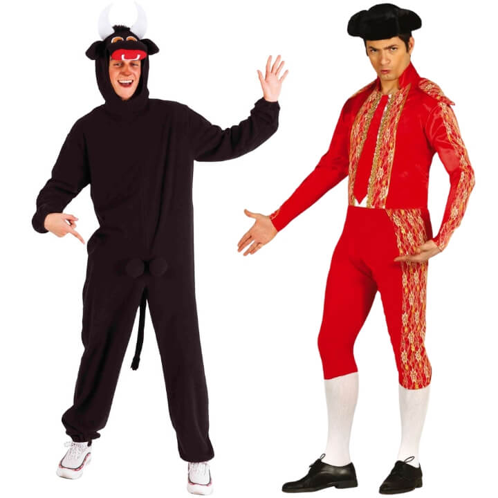 Stierkämpfer und Stier Paarkostüme