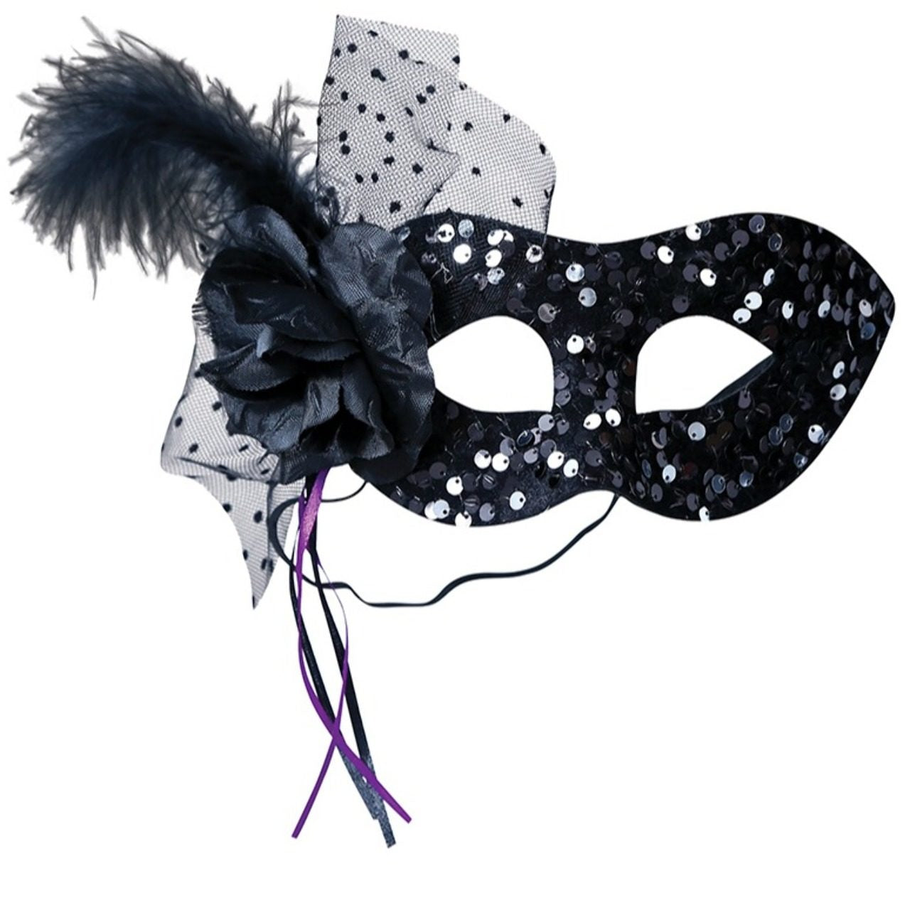 Schwarze und silberne Pailletten-Augenmaske