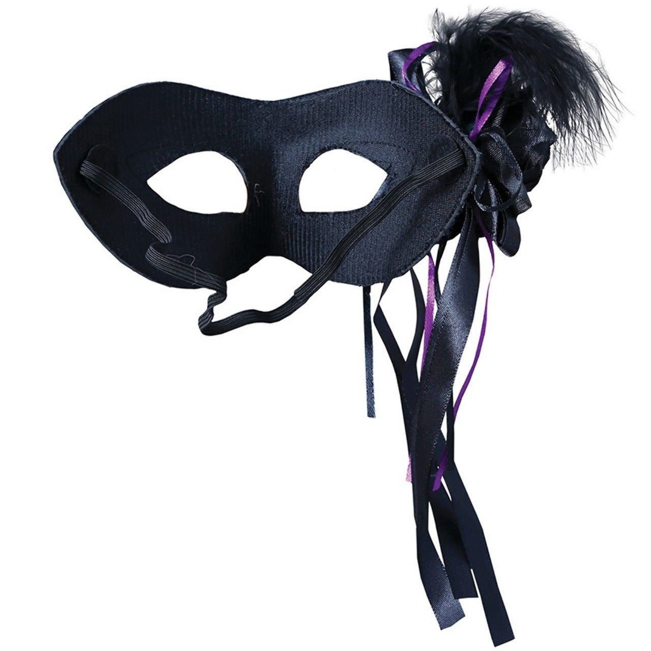 Schwarze Augenmaske mit Feder