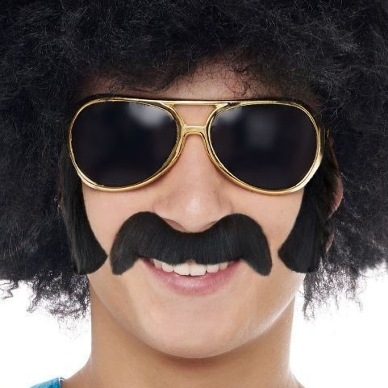 Schwarzer Schnurrbart und Koteletten