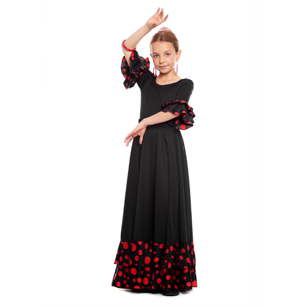 Schwarzer Flamenco-Body mit Rüschen für Kinder
