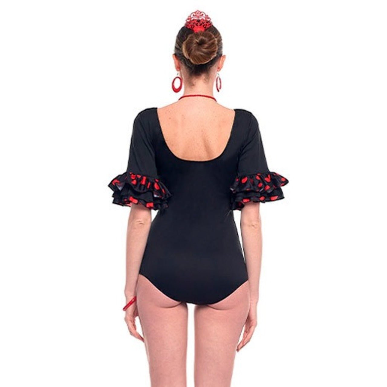 Schwarzer Flamenco-Body mit Rüschen