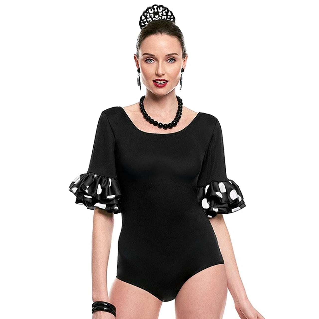 Schwarz-weißer Flamenco-Body