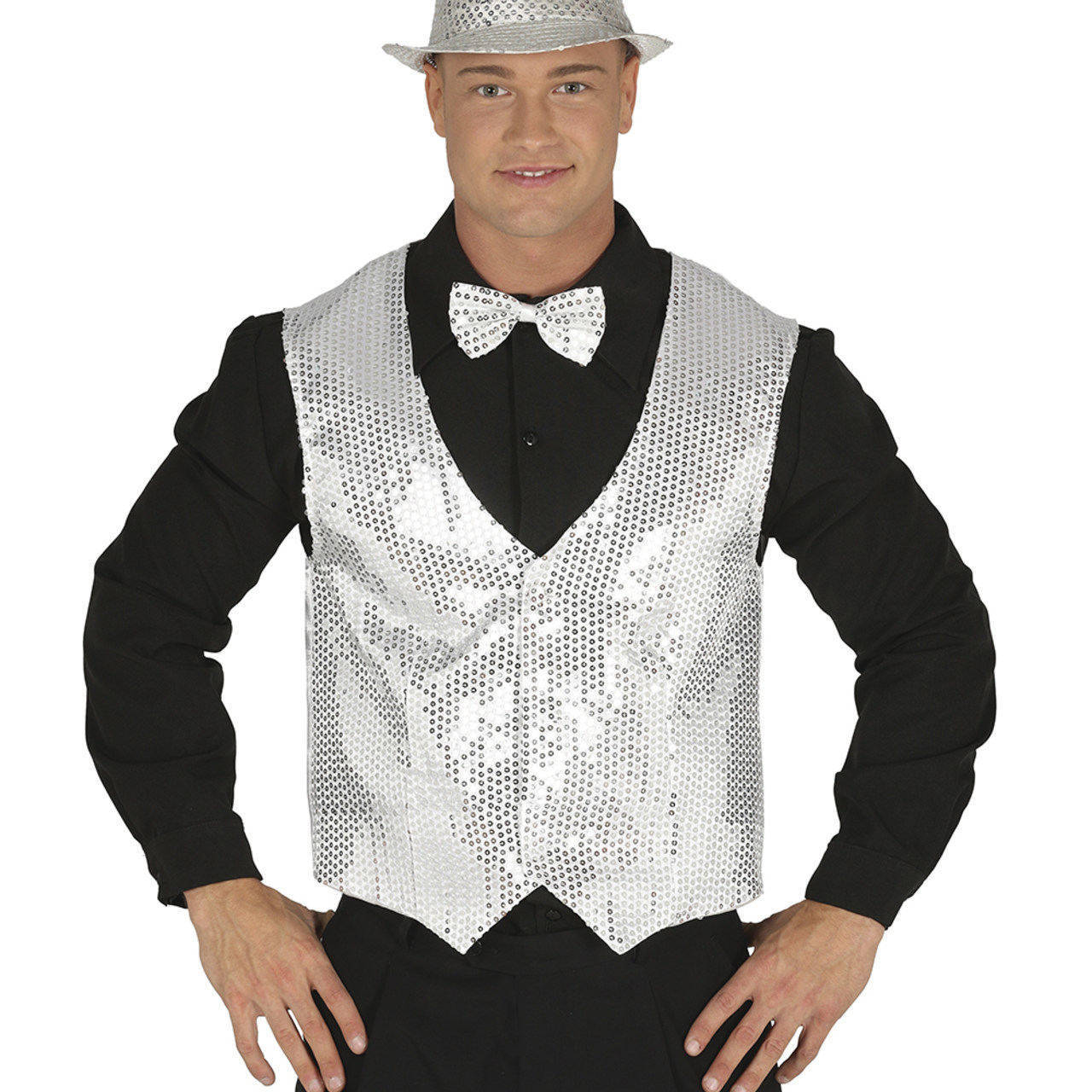 Silbernes Paillettenweste für Erwachsene