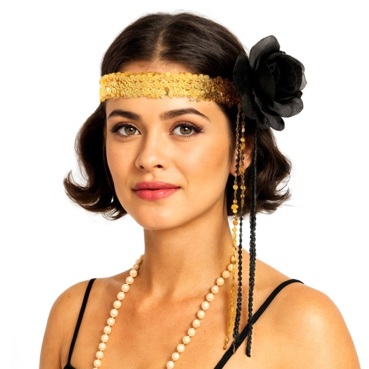 Schwarzes Charleston-Band mit Fransen