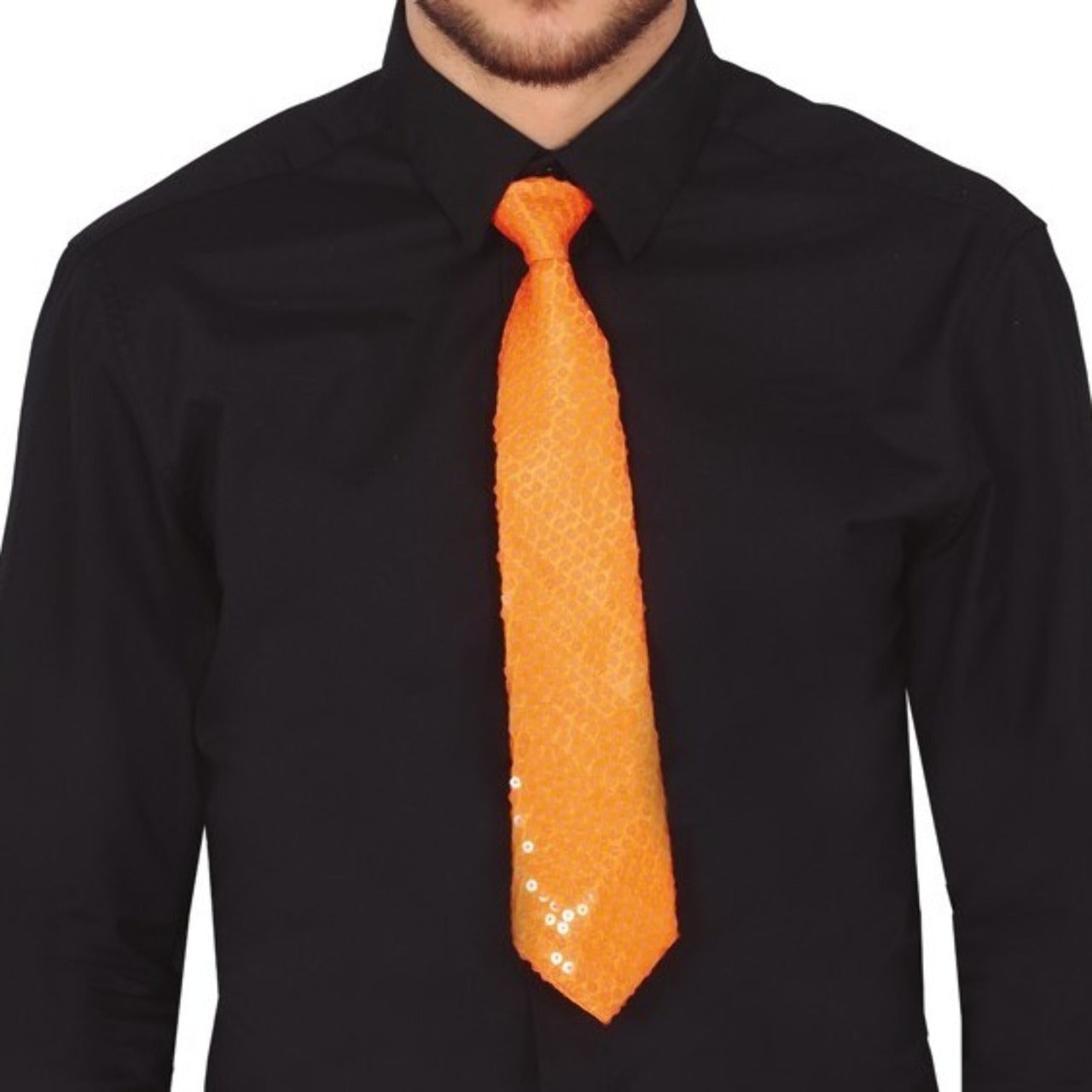 Orangefarbene Pailletten-Krawatte