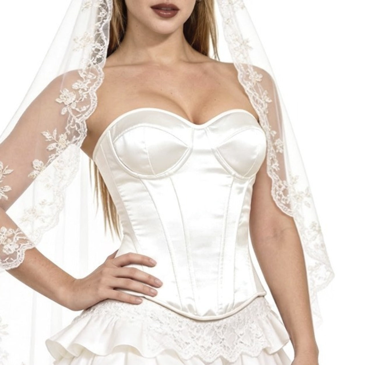 Weißes Satin-Corsage