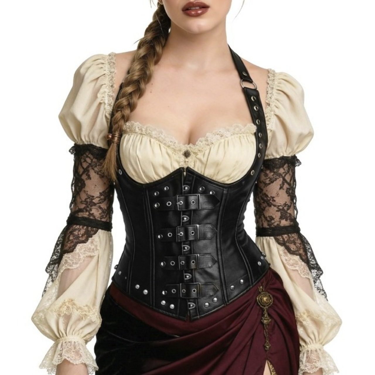 Schwarzes Steampunk-Korsett