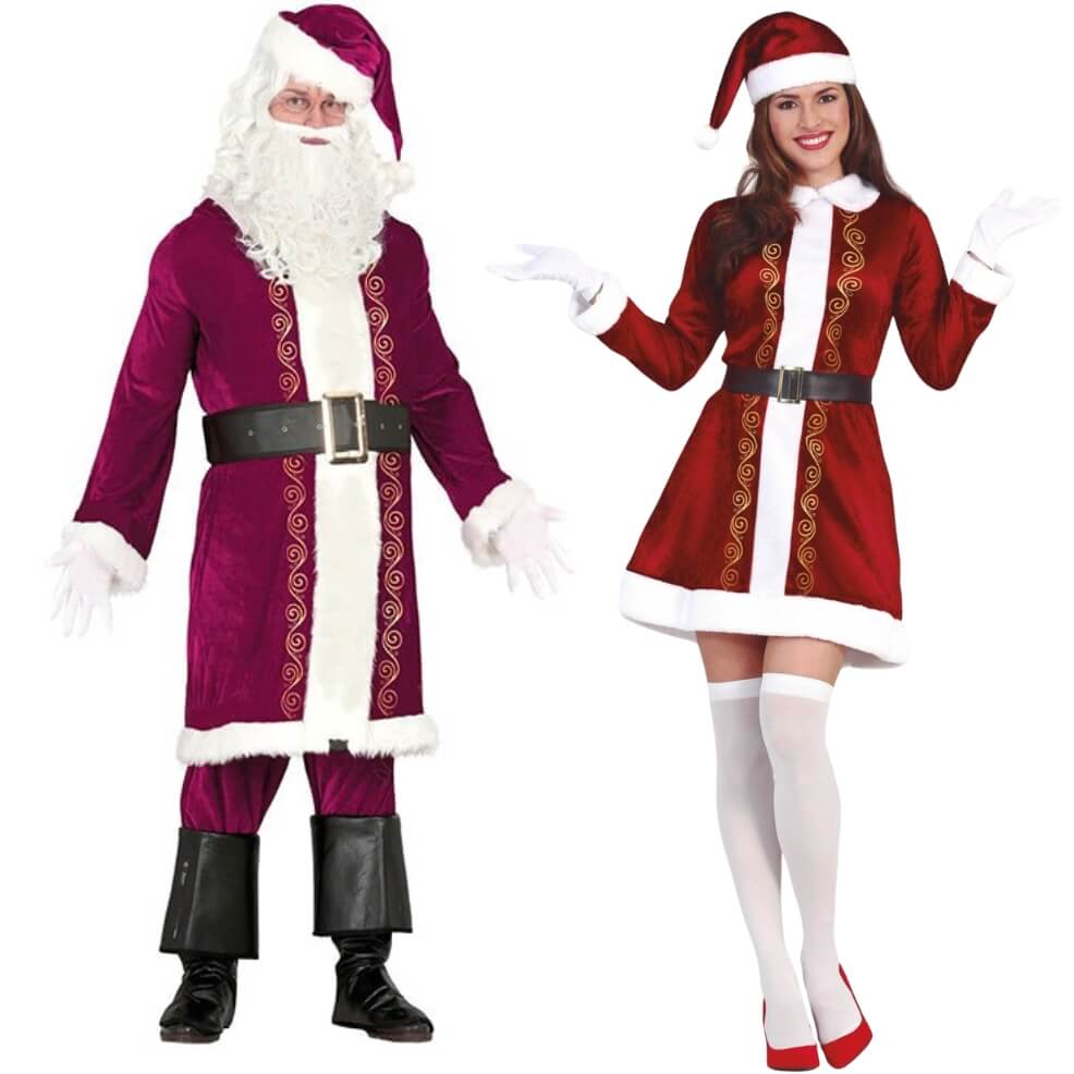 Eleganter Weihnachtsmann & -frau Paarkostüme
