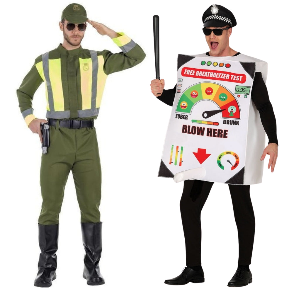 Polizist- und Alkoholtester-Paarkostüme