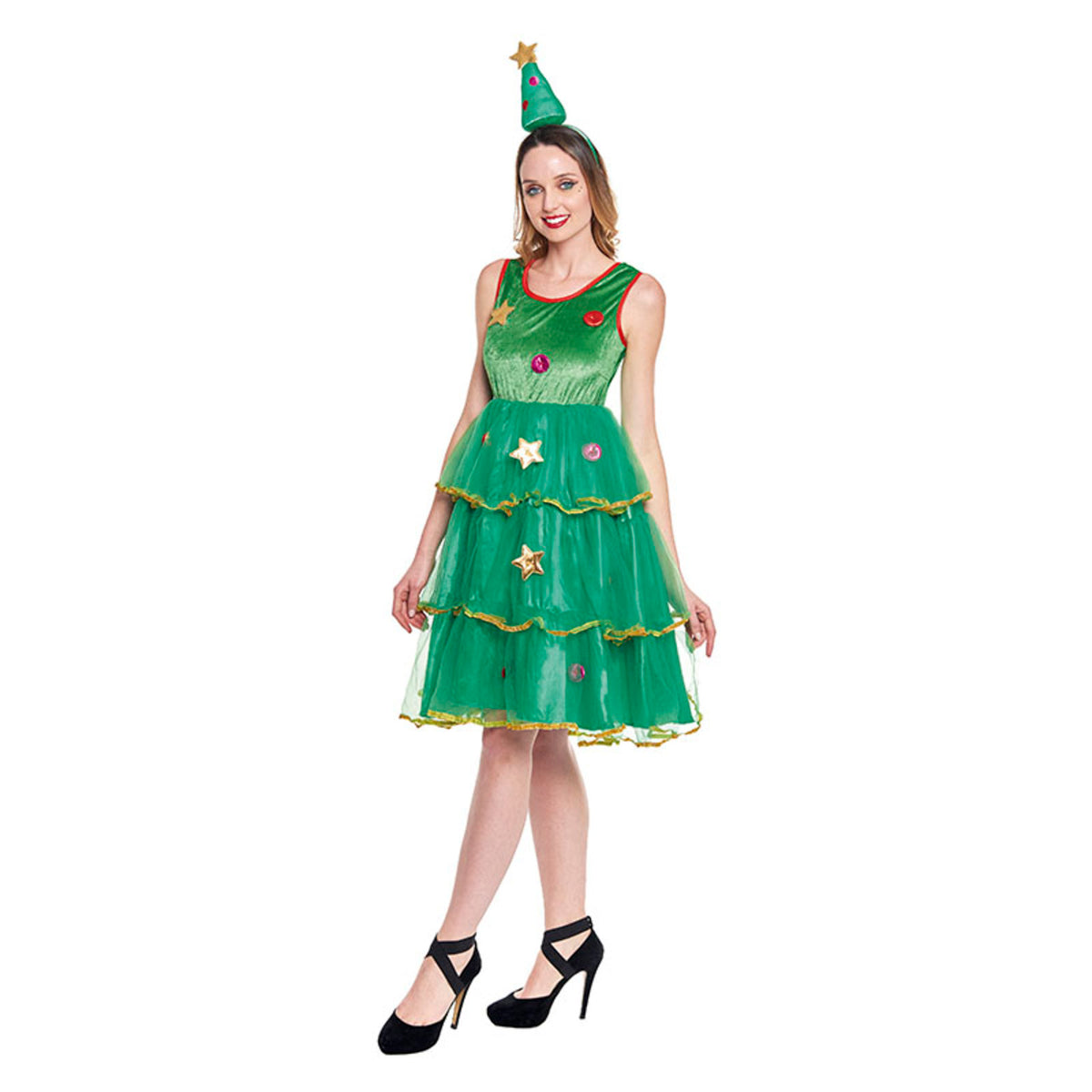 Grünes Weihnachtsbaum-Kostüm für Damen