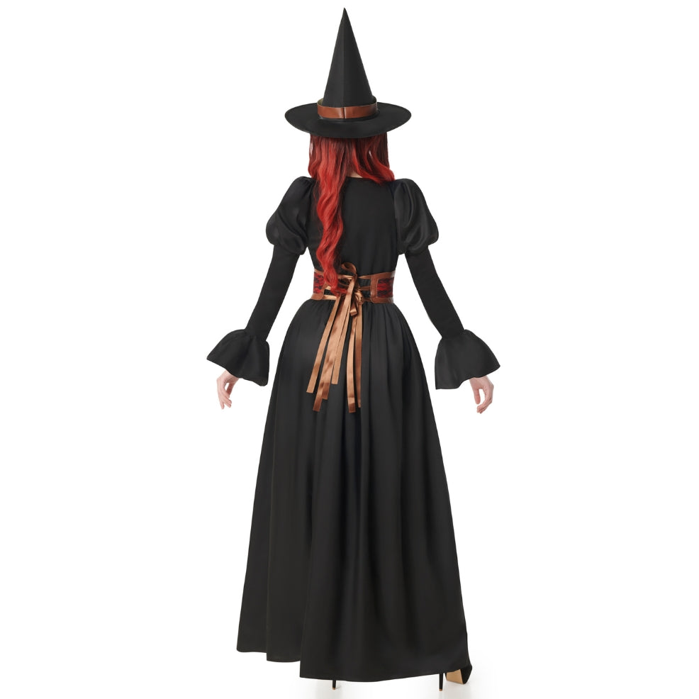 Schwarzes Hexe-Korsett-Kostüm für Damen