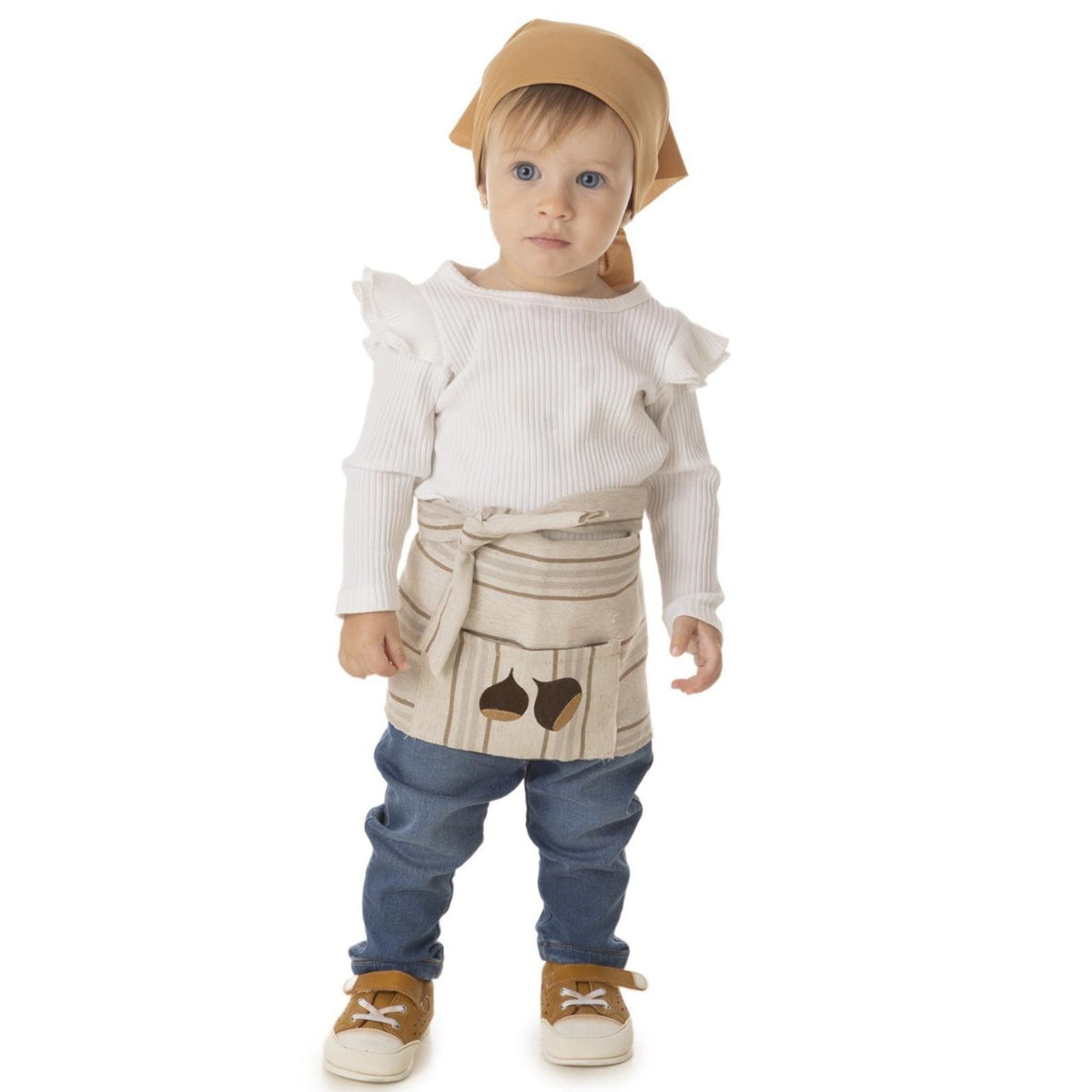 Gestreiftes Kastanienverkäuferin-Kostüm für Babys
