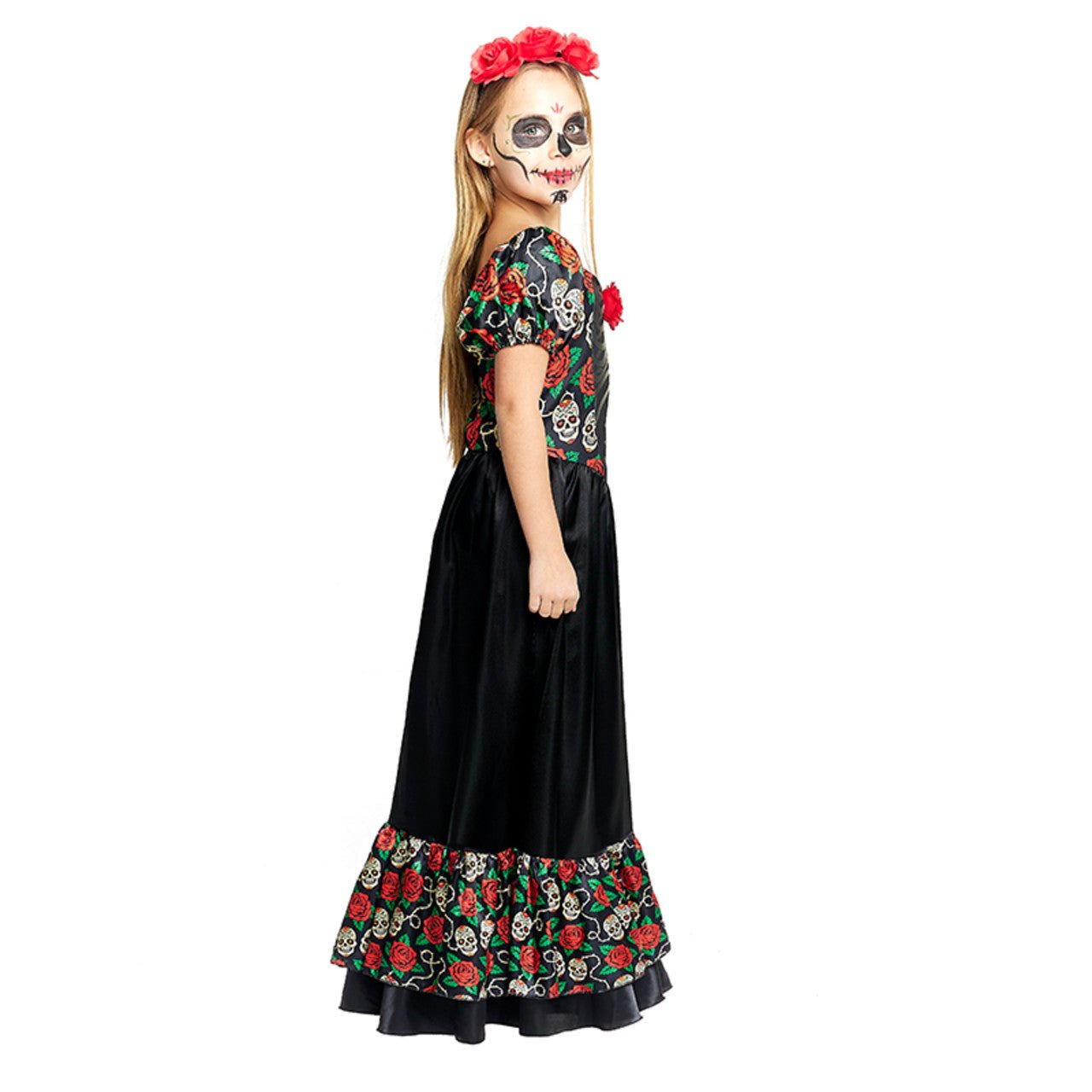 Mexikanisches Catrina-Rosen Kostüm für Mädchen