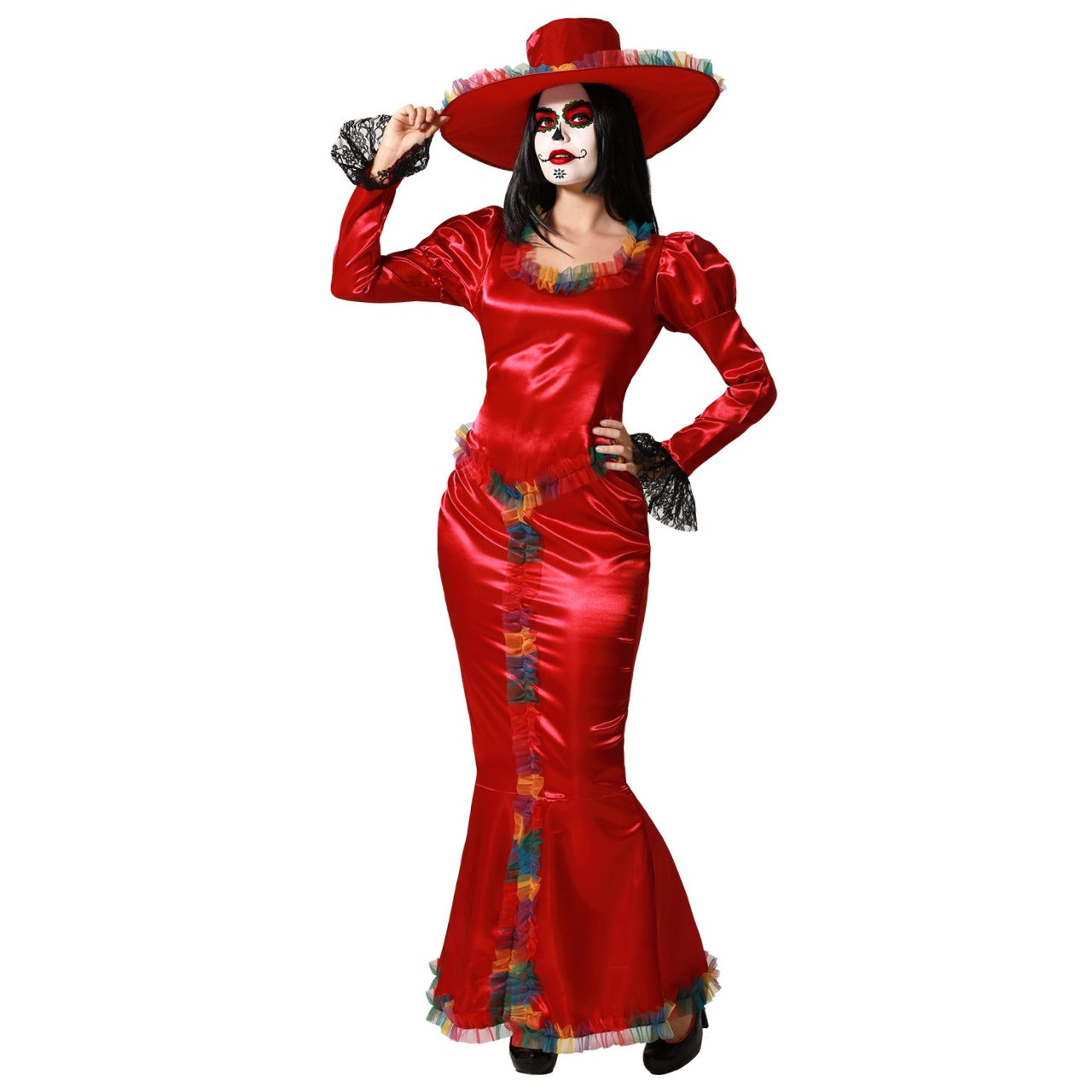 Rotes Catrina-Kostüm für Damen