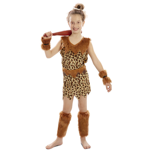 Höhlenfrau Braun Kostüm für Mädchen