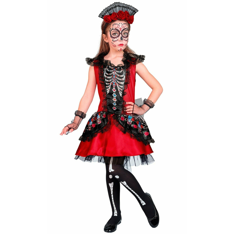 Disfraz de Catrina Rojo para niña | Don Disfraz