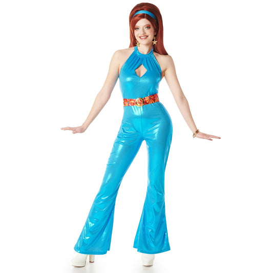 70er-Jahre Disco-Kostüm mit Blumen für Damen