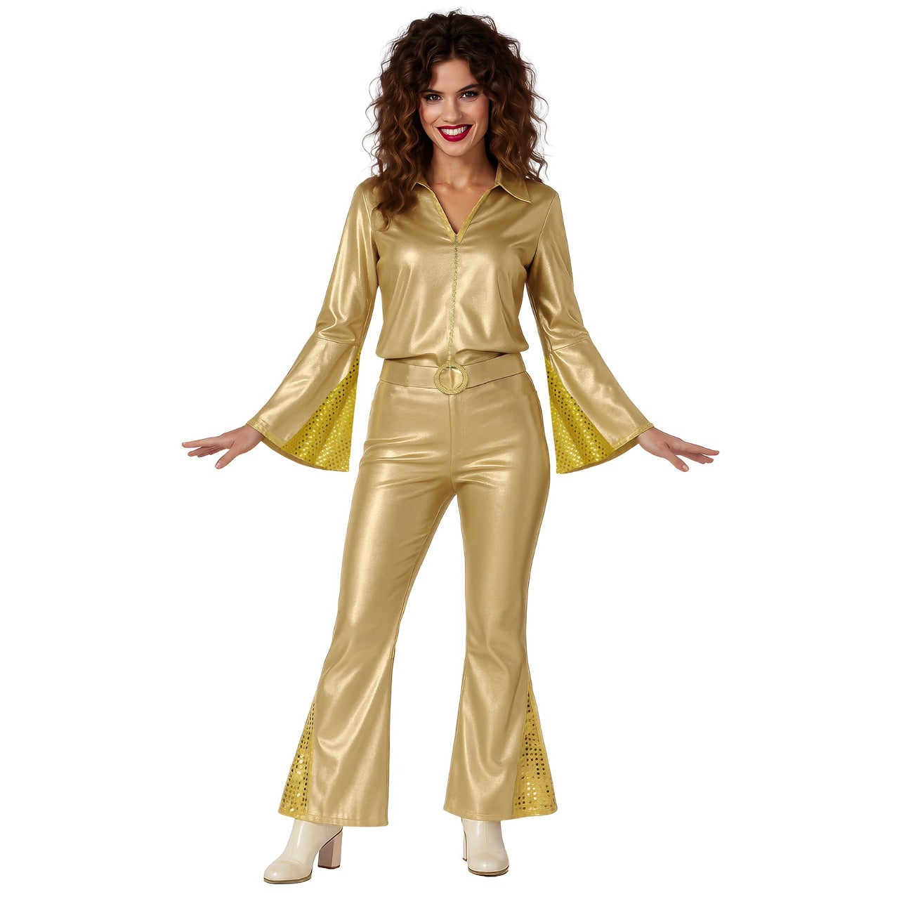 Goldenes Disco-Kostüm für Damen