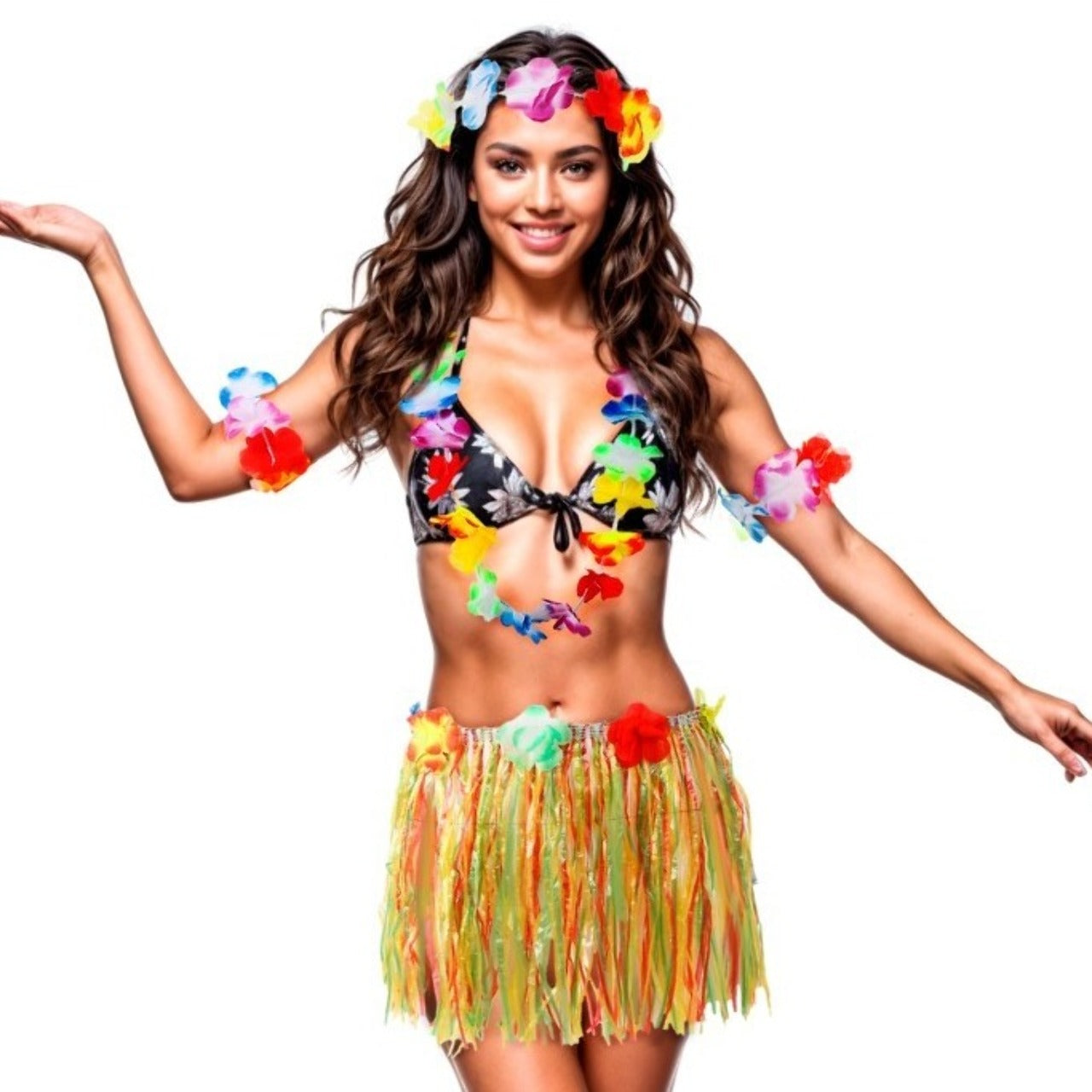 Multicolor-Hawaiianerin-Kostüm für Damen