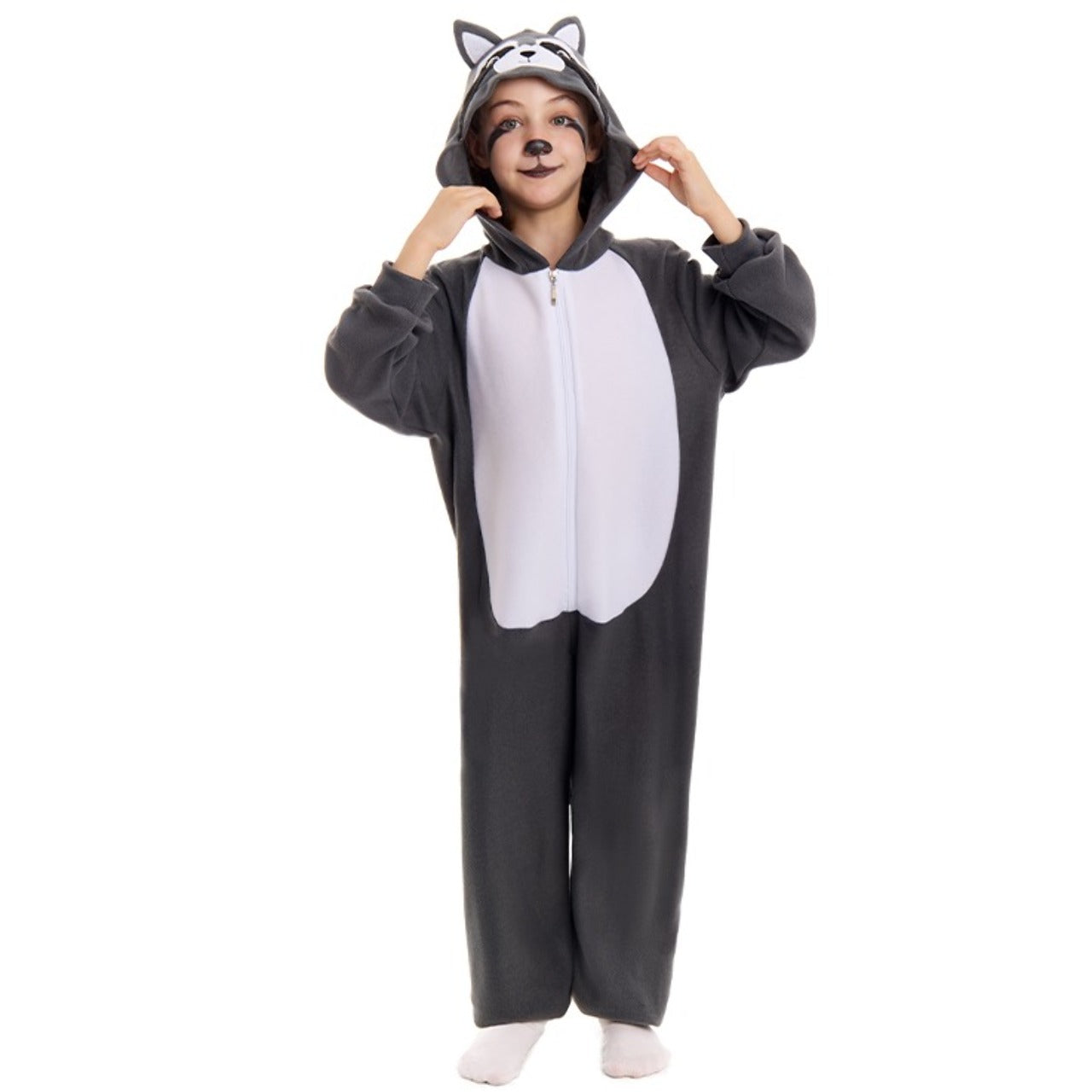 Graues Waschbär Kostüm für Kinder