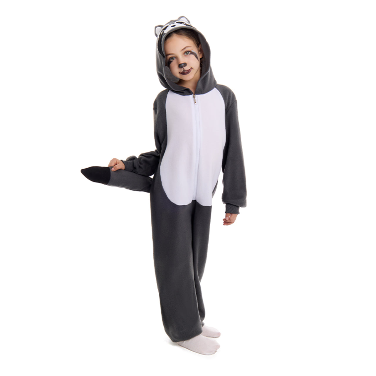 Graues Waschbär Kostüm für Kinder