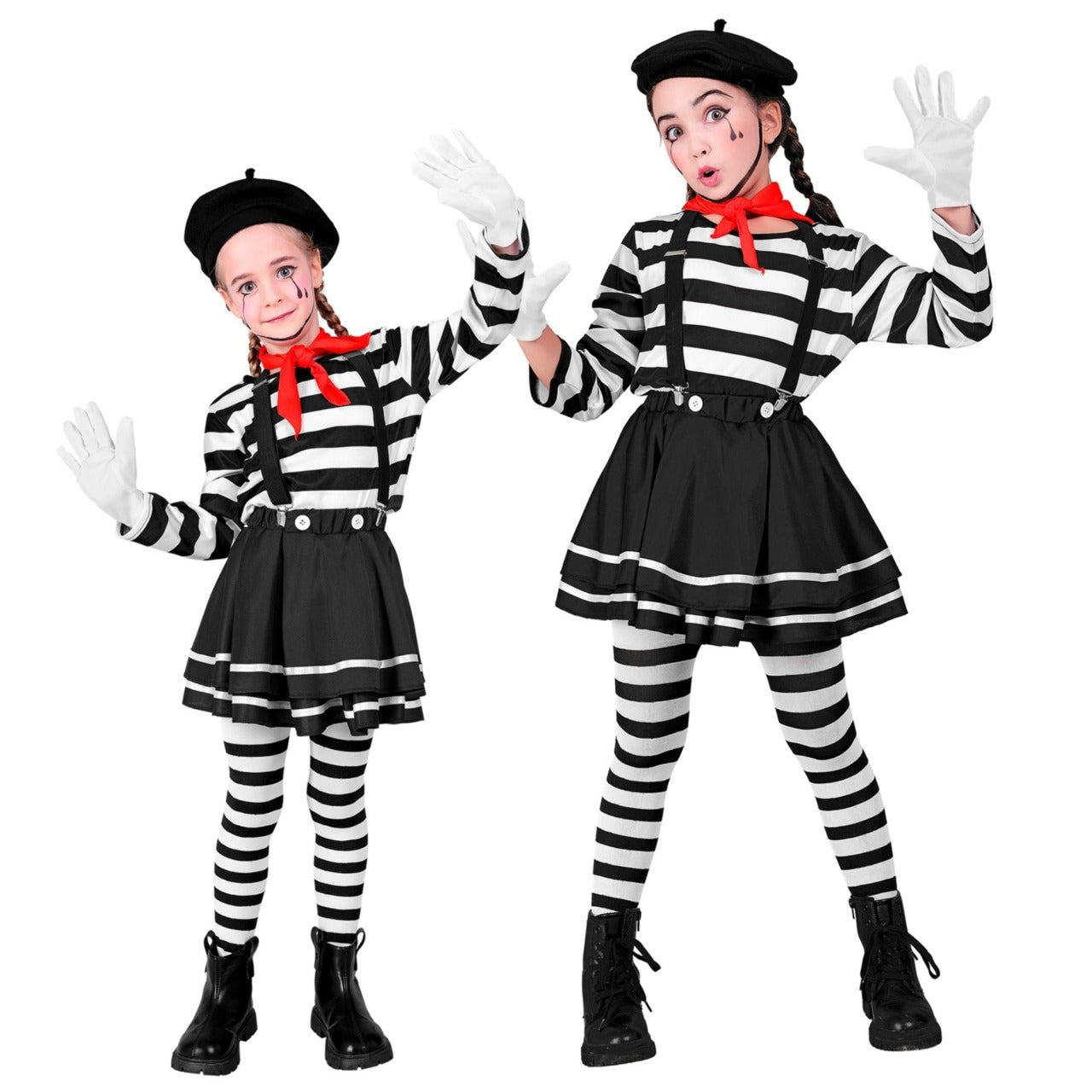 Zweifarbiges Mime-Kostüm für Mädchen