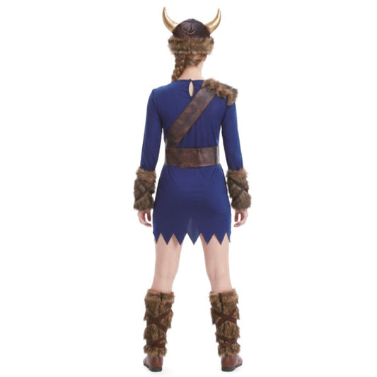 Blaues Wikingerin-Kostüm für Damen