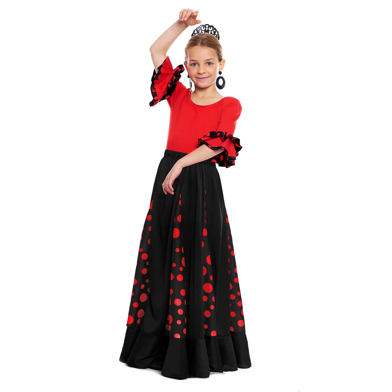 Schwarz-roter Flamencorock mit Kielen für Kinder