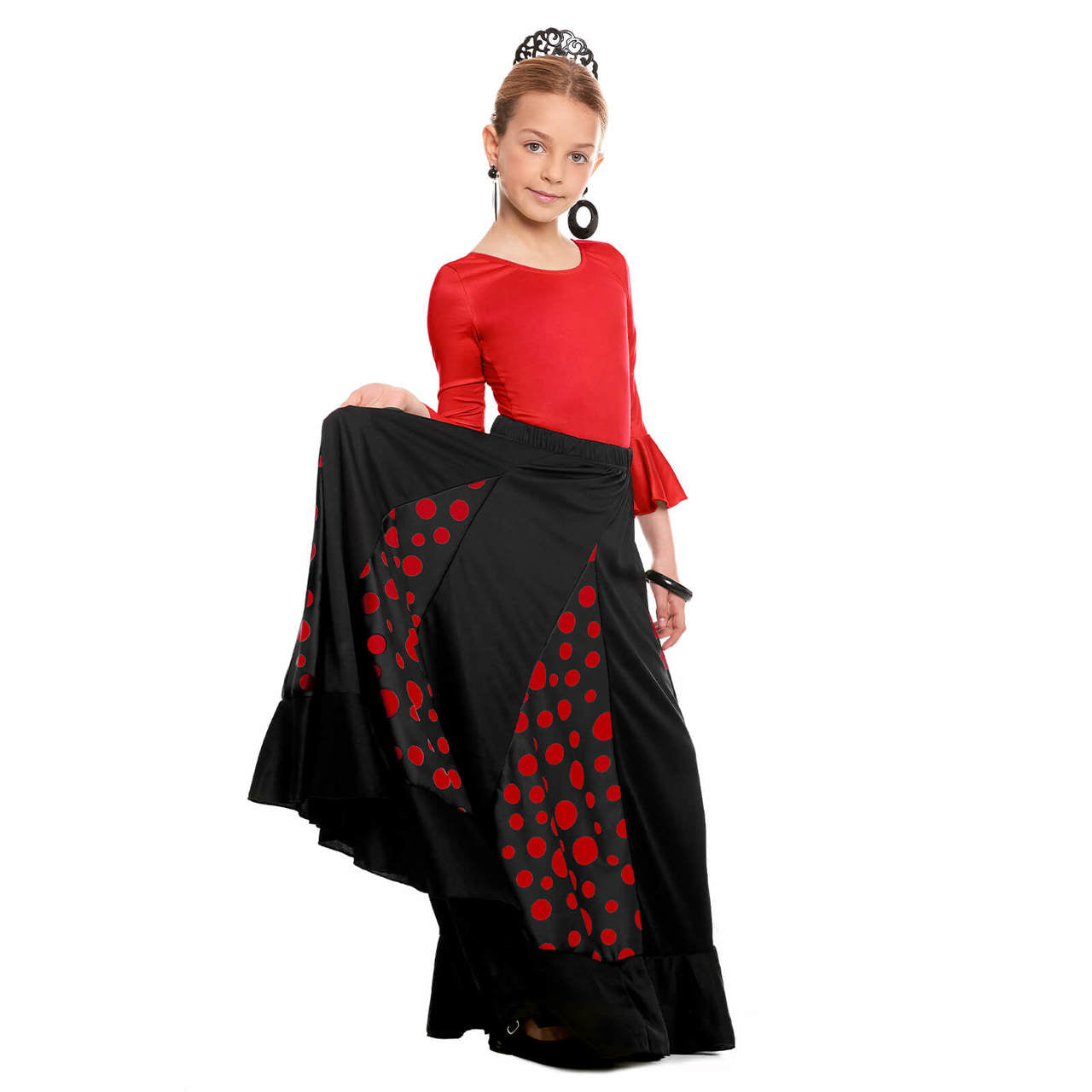 Schwarz-roter Flamencorock mit Kielen für Kinder