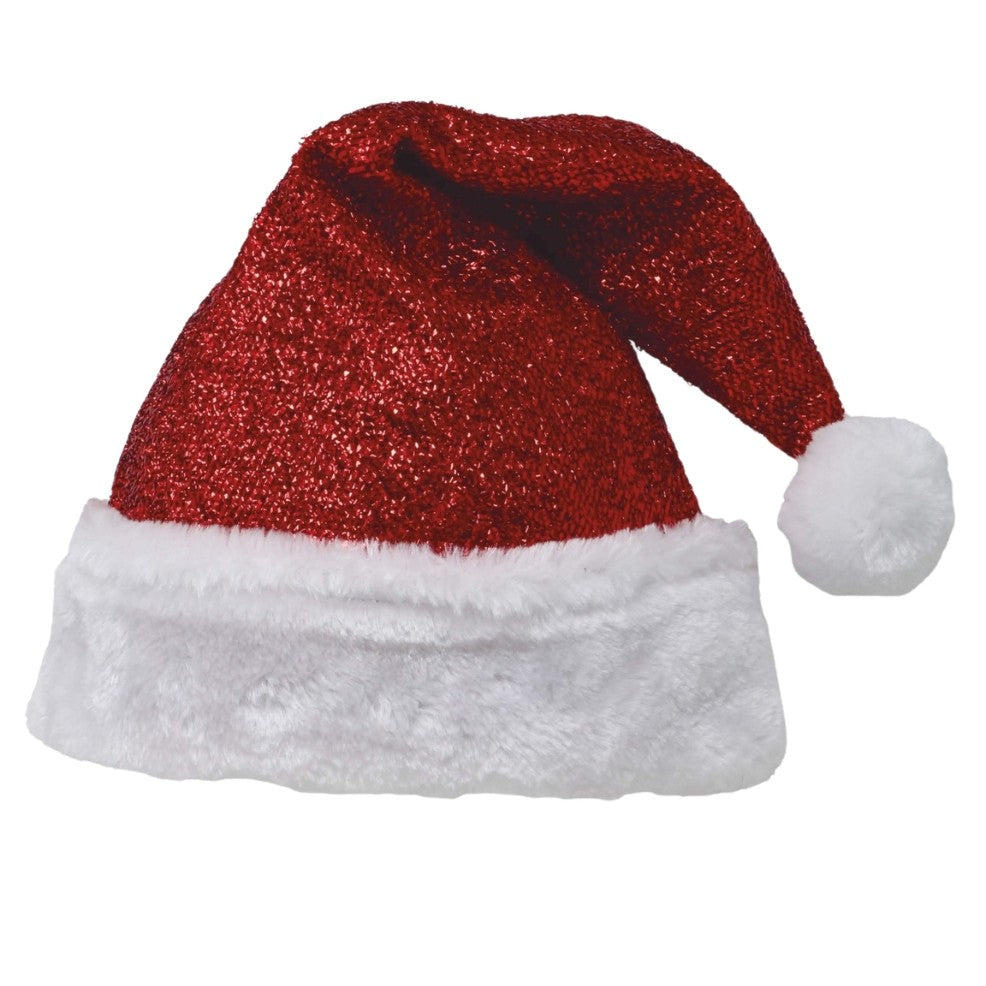 Glänzende rote Weihnachtsmann-Mütze