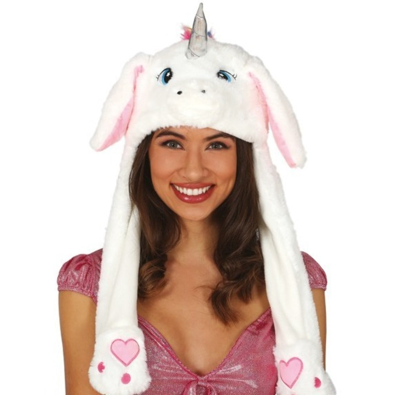 Wackelohr-Mütze Weißes Einhorn mit beweglichen Ohren