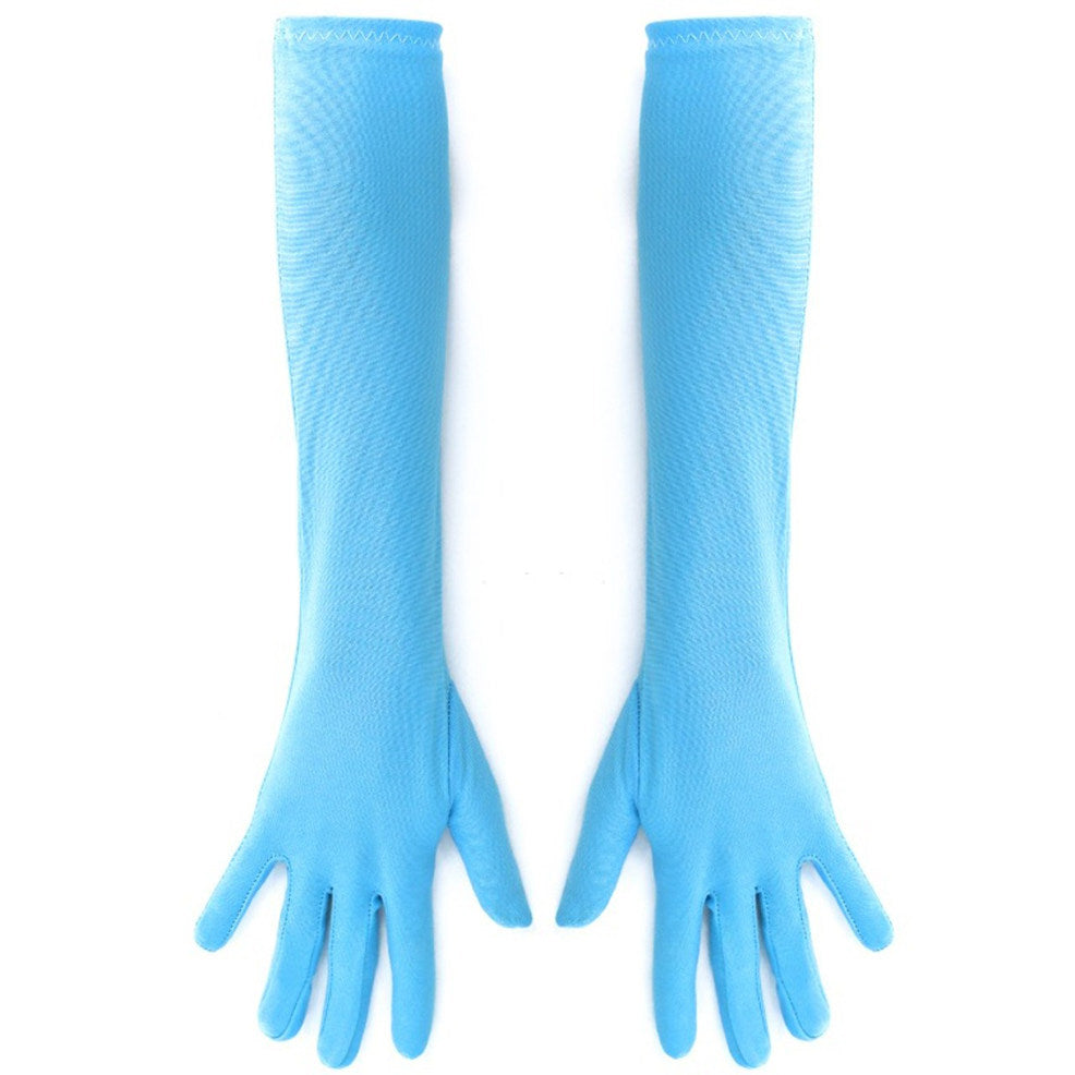 Lange Hellblaue Eco-Handschuhe