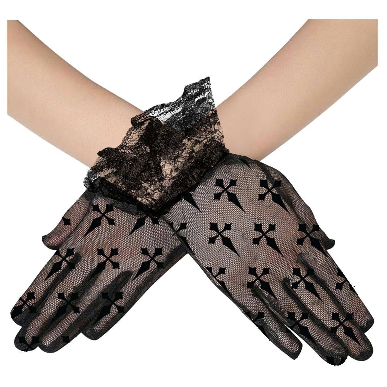 Gothic Handschuhe mit Kreuzen