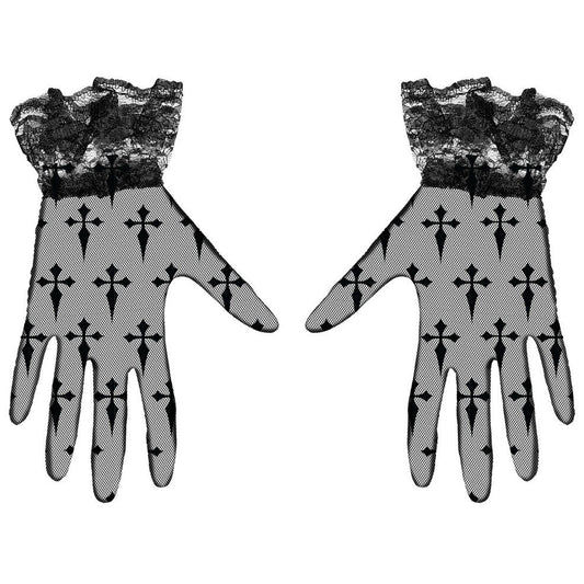 Gothic Handschuhe mit Kreuzen