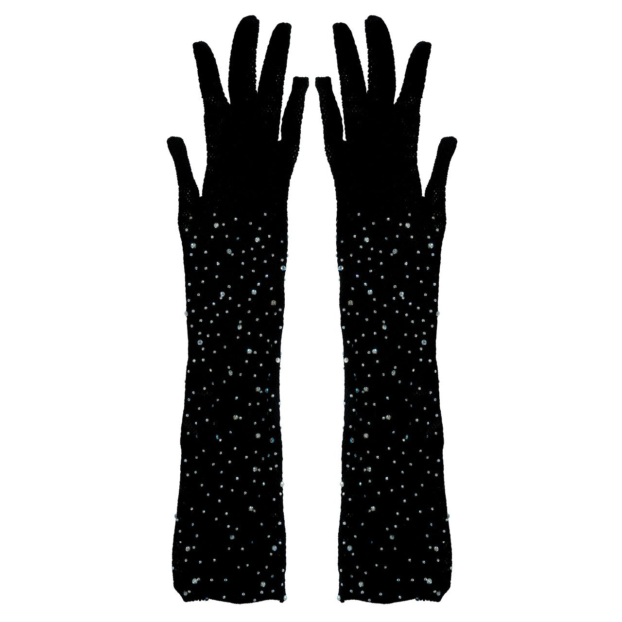 Lange Netz-Handschuhe mit Glitzerteinen