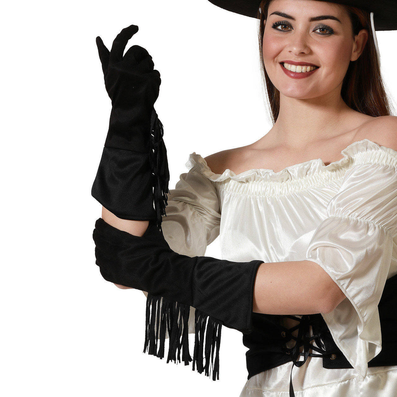 Fransen-Handschuhe schwarz