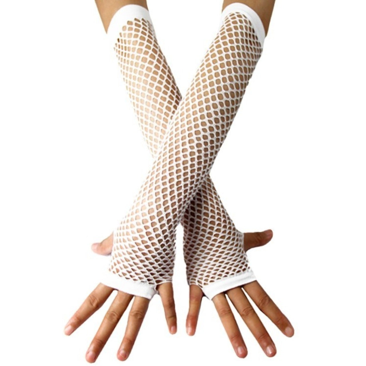 Lange Netz-Handschuhe in Weiß