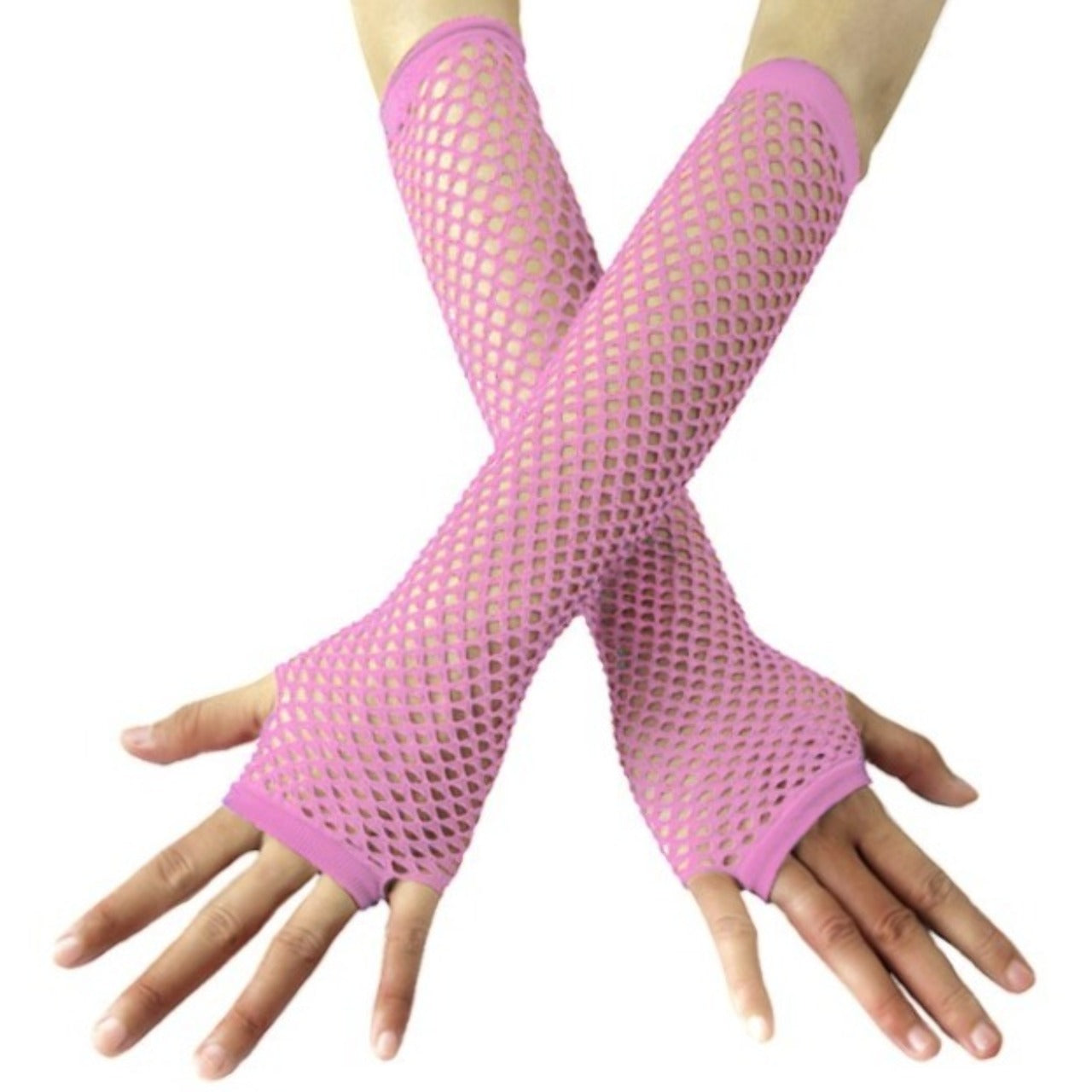 Lange Netz-Handschuhe in Rosa