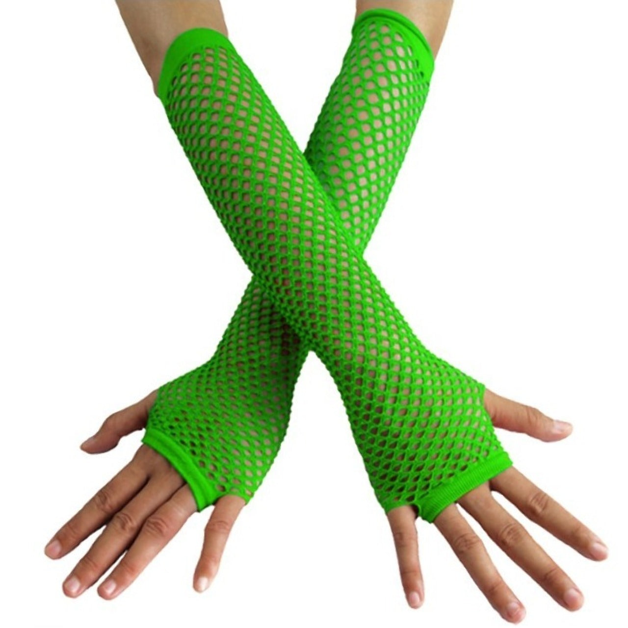 Lange Netz-Handschuhe in Grün