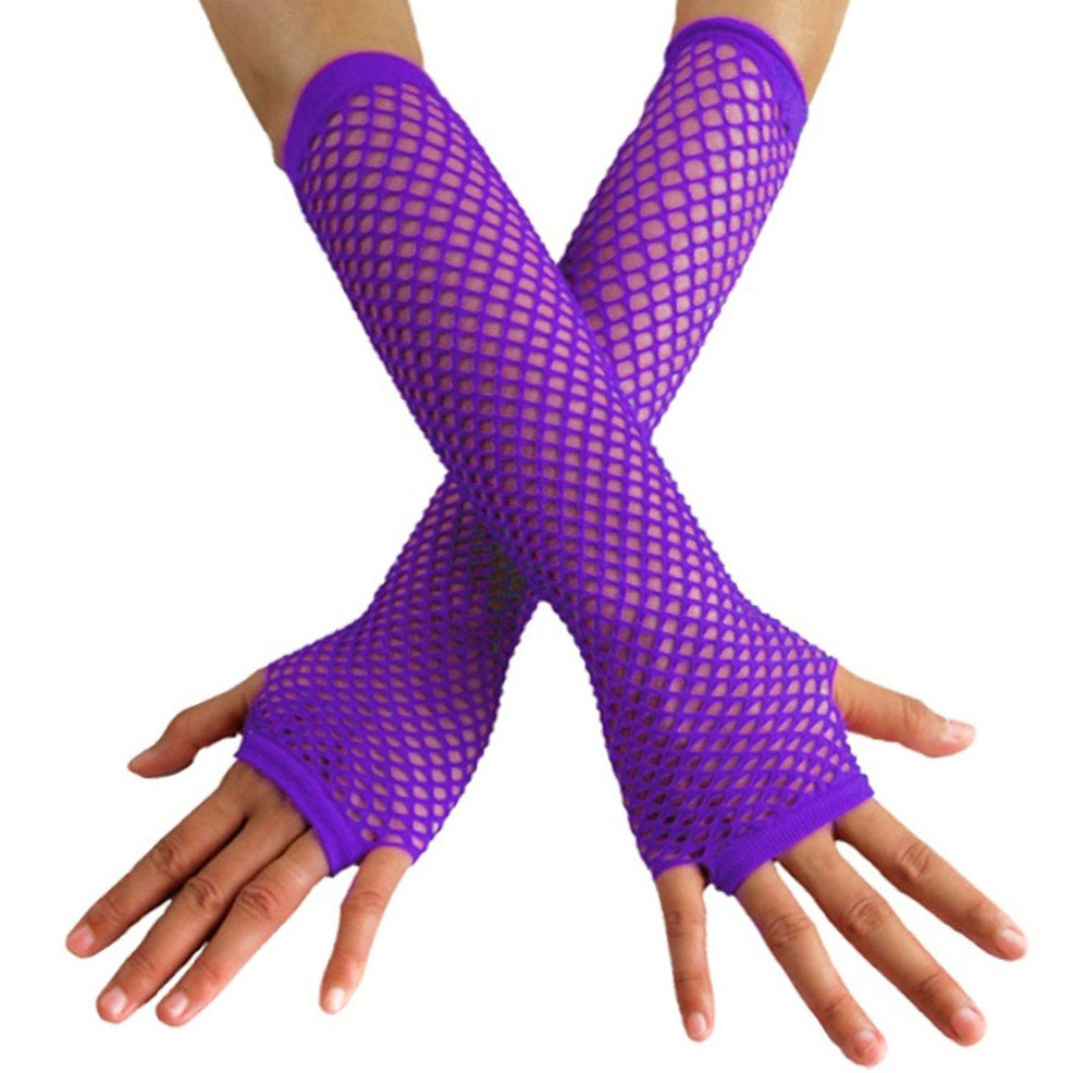Lange Netz-Handschuhe in Violett