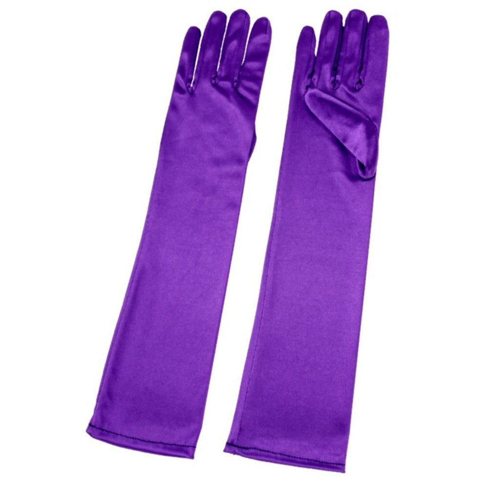 Violette lange Satinhandschuhe