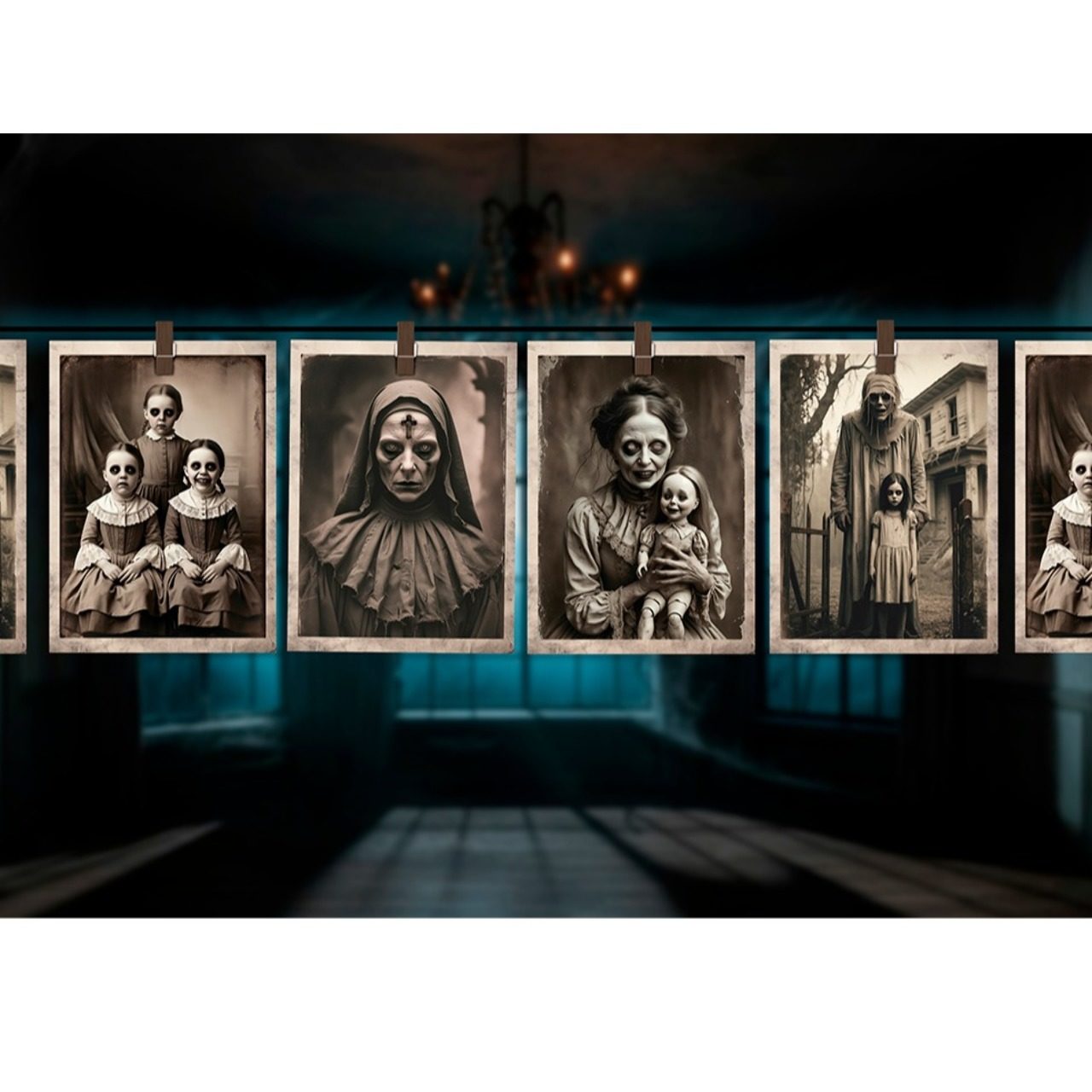 Halloween-Girlande mit gruseligen Motiven