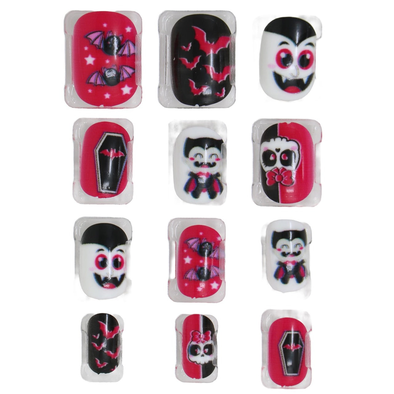 12er-Set Halloween-Nägel mit Vampir-Motiv für Kinder