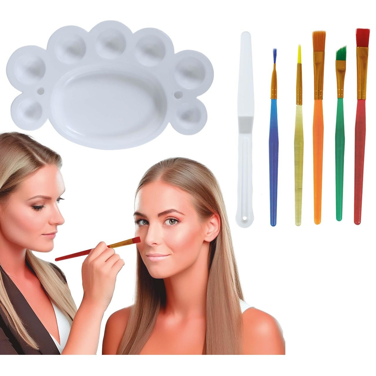 Schminkset: 5 Pinsel, Spatel und Palette