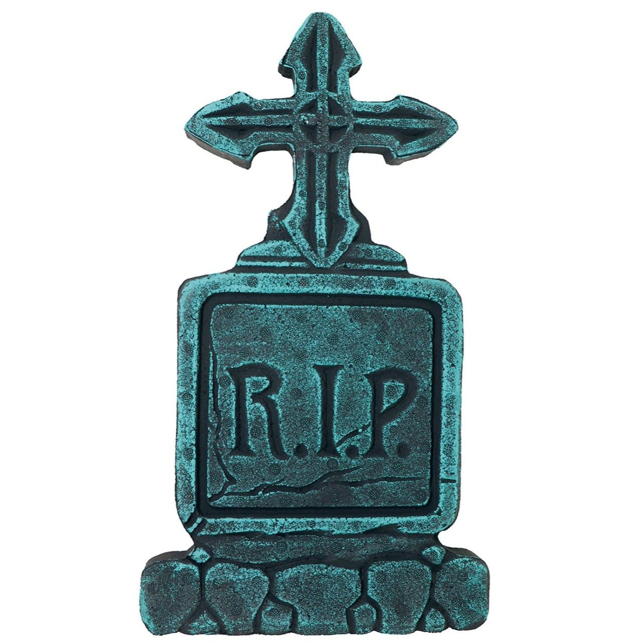 RIP-Grabstein mit düsterem Kreuz