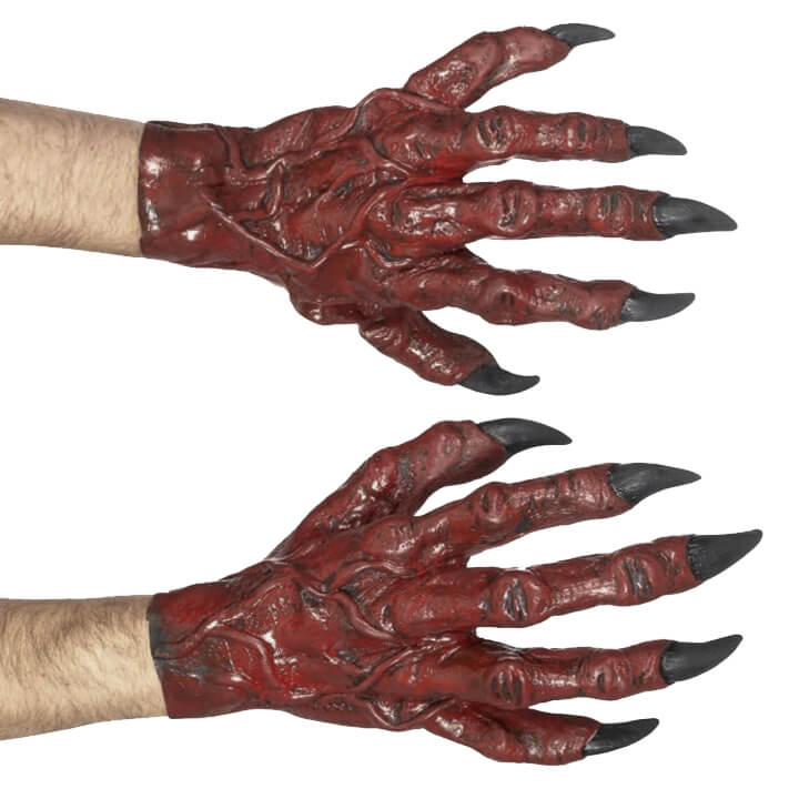 teufel handschuhe Teufel Hände Latex rot für Halloween | Costumalia